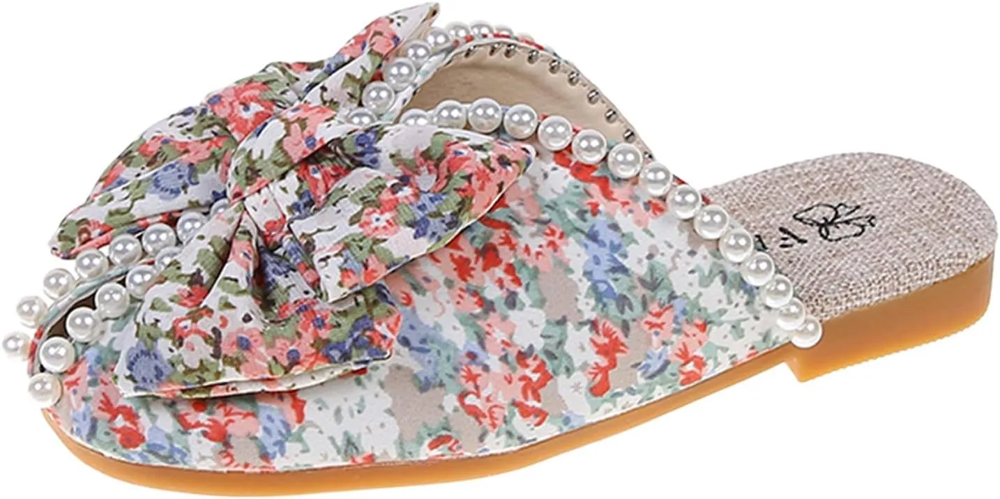 Baby Girl Jelly Sandals Girls Bowknot Slippers Pearl Soft Sole Shoes Floral Toddler Girl Flip Flops Size 11