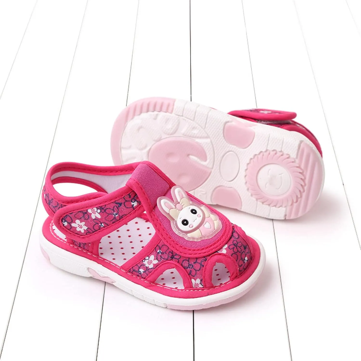Baby Girl Sandals Closed-Toe Anti-Slip Premium Rubber Sole Toddler Boys Lightweight Hollow First Walkers Shoes