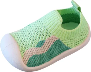 Baby Girls Boys First Walking Shoes Kids Mesh Soft Bottom Breathable Slip On Running Sneaker Leisure Socks Shoes
