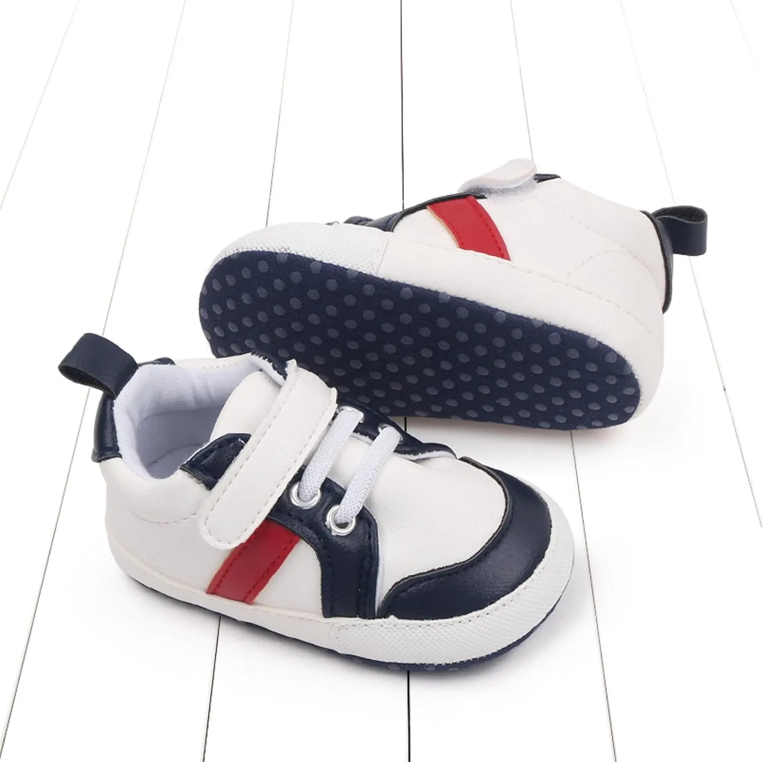 Baby Girls Boys Leather First Walking Sneakers Infant Toddler Anti-Slip Soft Sole Lightweight First Step Shoes