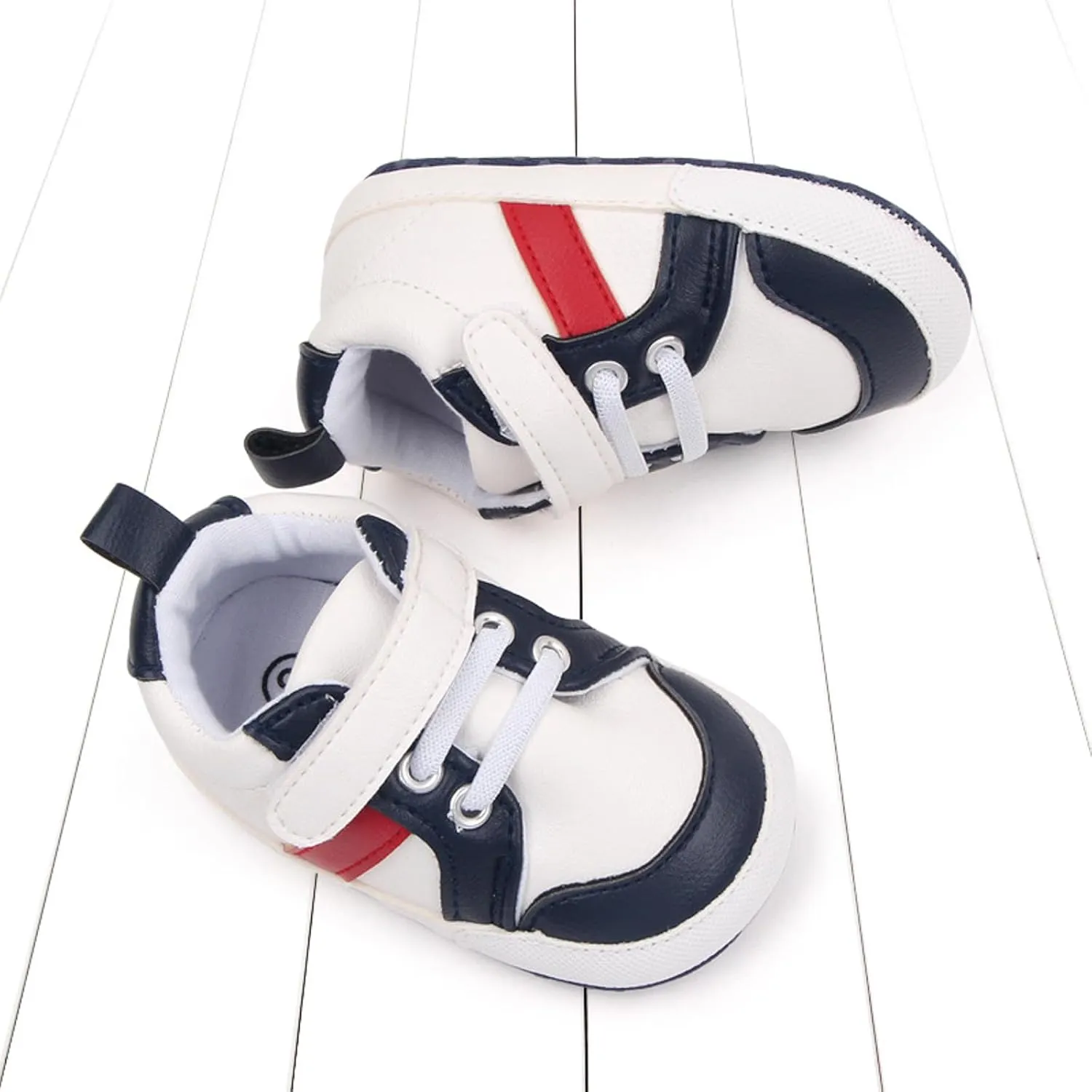 Baby Girls Boys Leather First Walking Sneakers Infant Toddler Anti-Slip Soft Sole Lightweight First Step Shoes