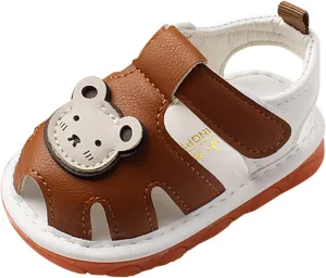 Baby Girls Boys Sandals Infant Toddler Shoes First Walking Shoes Soft Anti-Slip Sole Flat Shoes Causal (Brown, 6 Infant)