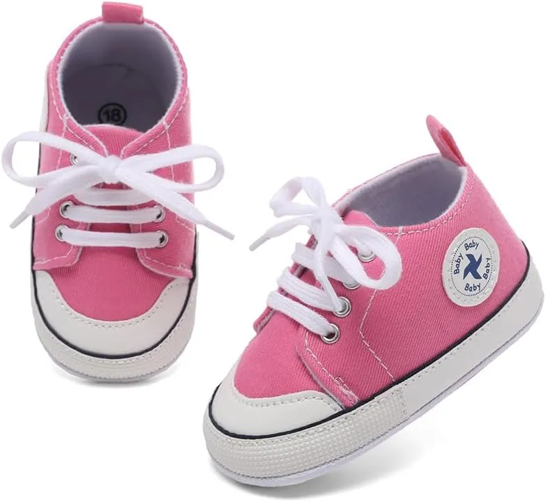 Baby Girls Boys Shoes Soft Anti-Slip Sole Newborn First Walkers High Top Canvas Denim Unisex Infant Sneaker