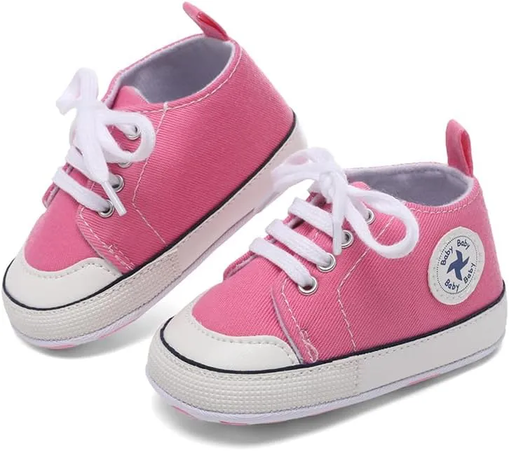 Baby Girls Boys Shoes Soft Anti-Slip Sole Newborn First Walkers High Top Canvas Denim Unisex Infant Sneaker
