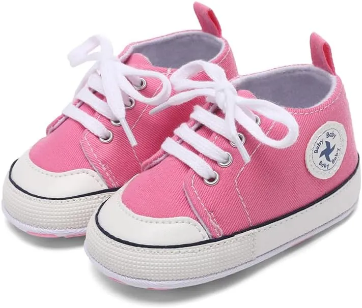 Baby Girls Boys Shoes Soft Anti-Slip Sole Newborn First Walkers High Top Canvas Denim Unisex Infant Sneaker