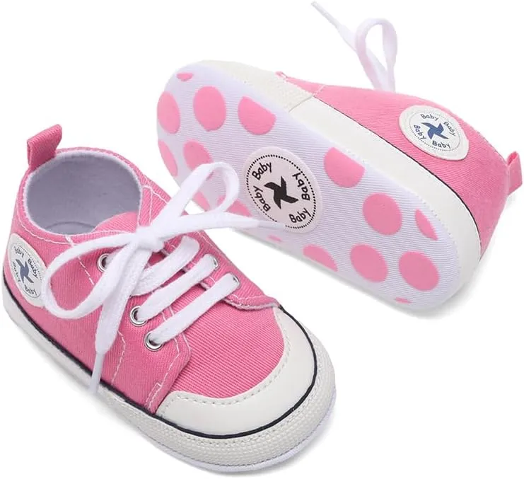 Baby Girls Boys Shoes Soft Anti-Slip Sole Newborn First Walkers High Top Canvas Denim Unisex Infant Sneaker