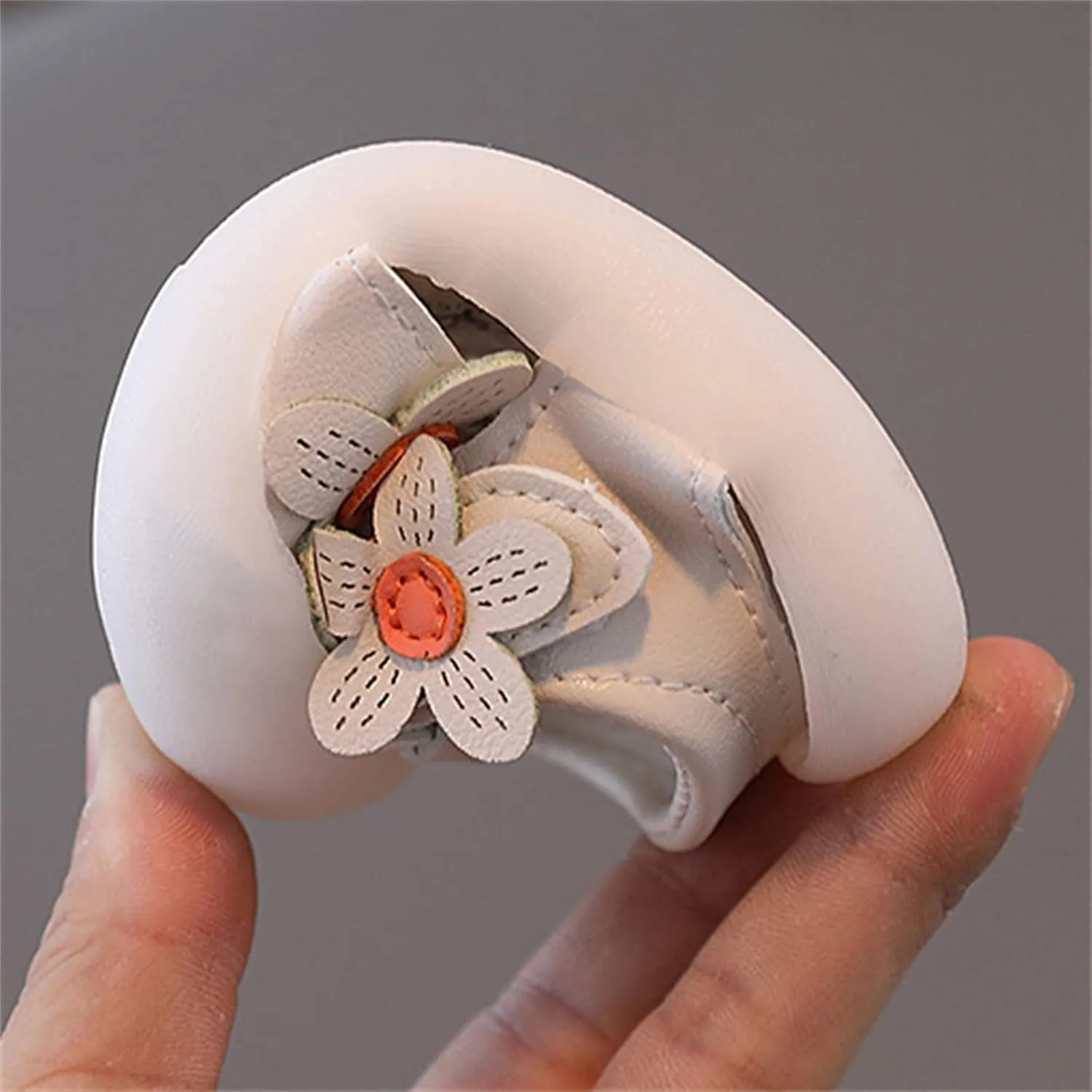 Baby Girls Closed Toe Sandals with Flower Infant Lightweight Rubber Soft Sole Non-Slip Cute Flat Shoes for Toddler