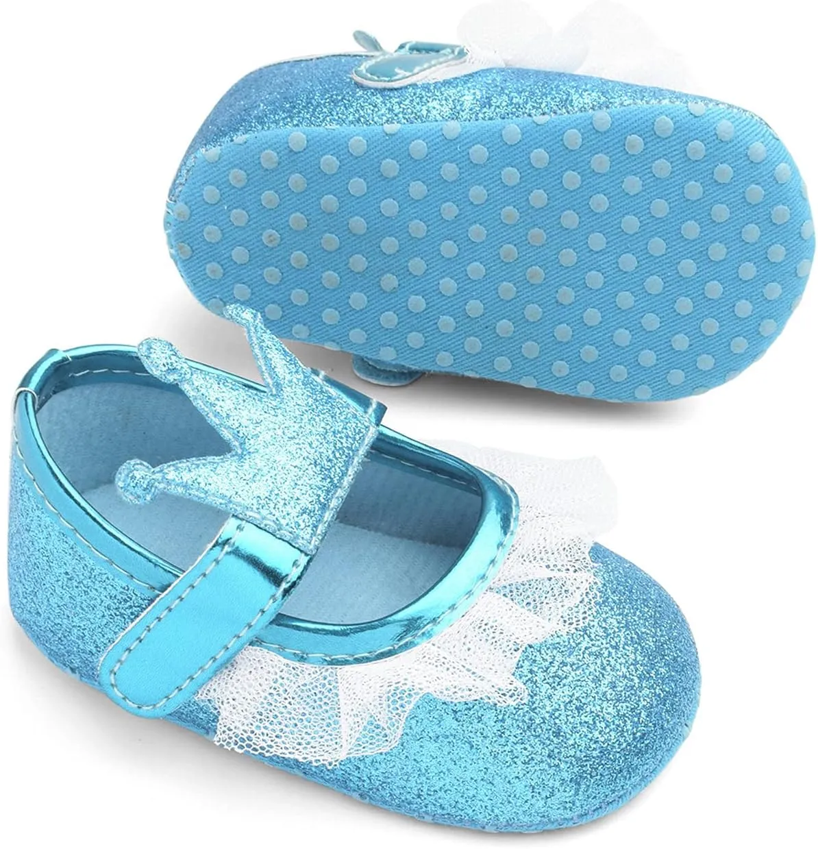 Baby Girls Crown Non Slip Soft Sole PU Leather Newborn Infant Toddler First Walker Cirb Party Dress Shoes