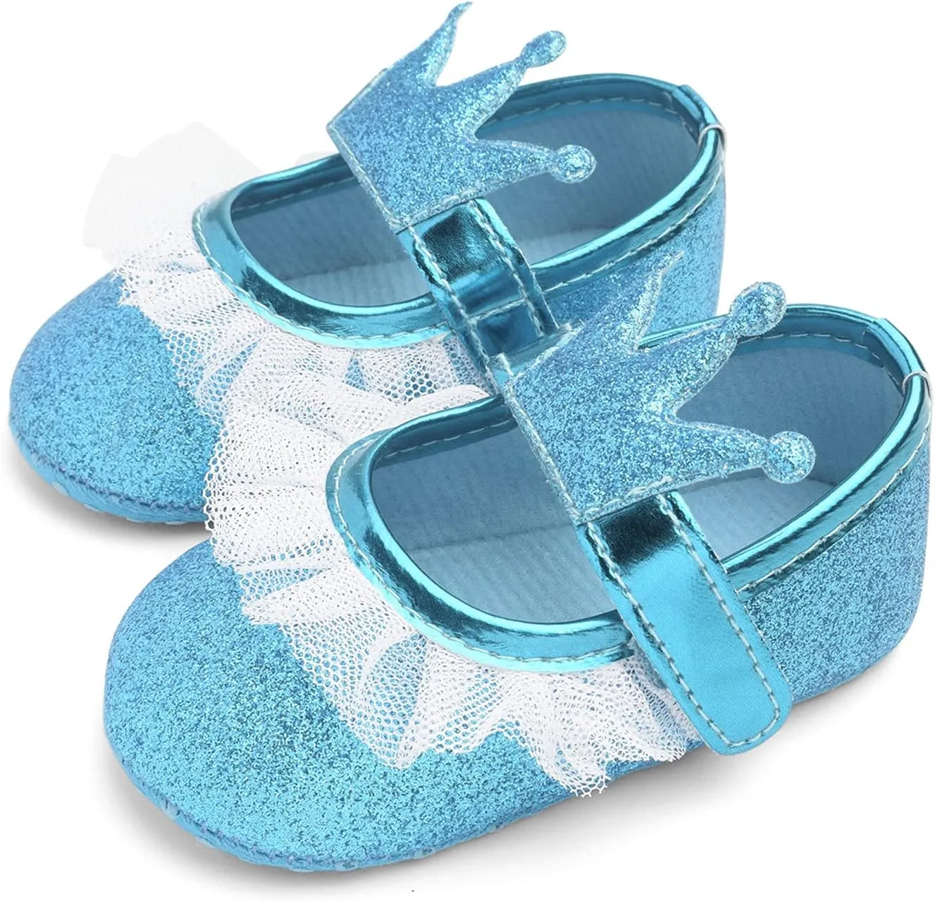 Baby Girls Crown Non Slip Soft Sole PU Leather Newborn Infant Toddler First Walker Cirb Party Dress Shoes
