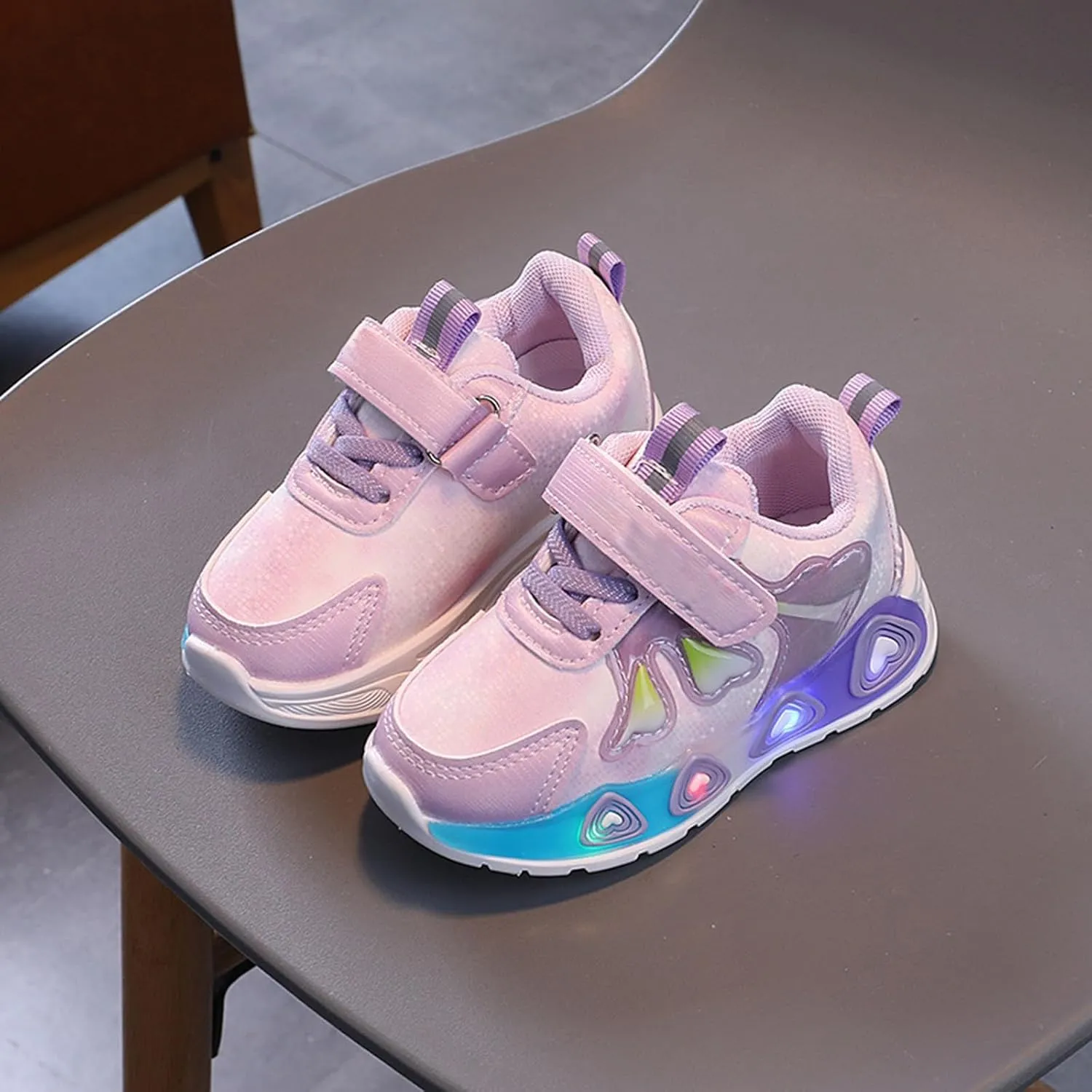 Baby Girls Cute artoon Light Up Sneaker Toddler Open Toe Led Soft Sole Sport Shoes Infant First Walking Non Slip Shoes