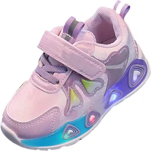 Baby Girls Cute artoon Light Up Sneaker Toddler Open Toe Led Soft Sole Sport Shoes Infant First Walking Non Slip Shoes