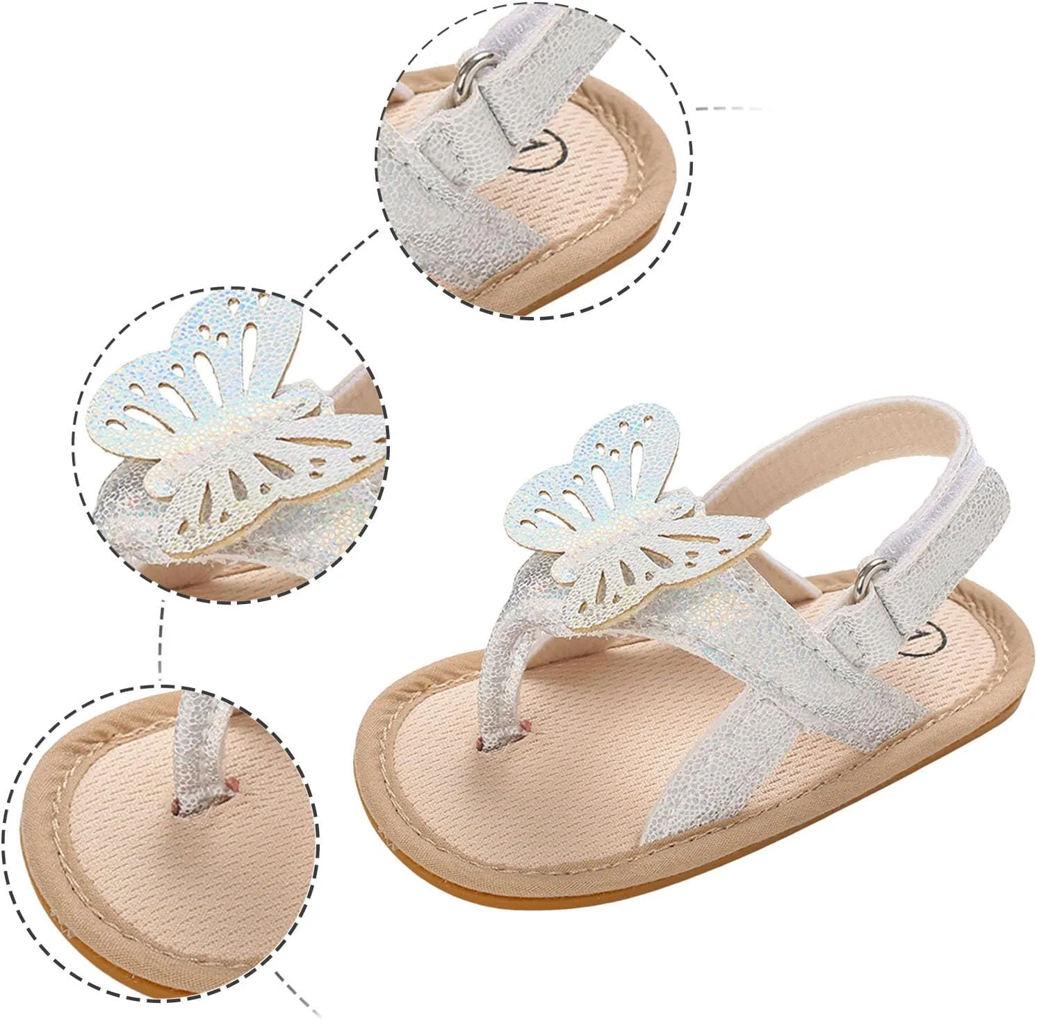 Baby Girls Sandals Infant First Walking Slipper Shoes Soft Soles Non-Slip Butterfly Crib Dress Sandals Summer Princess Shoes