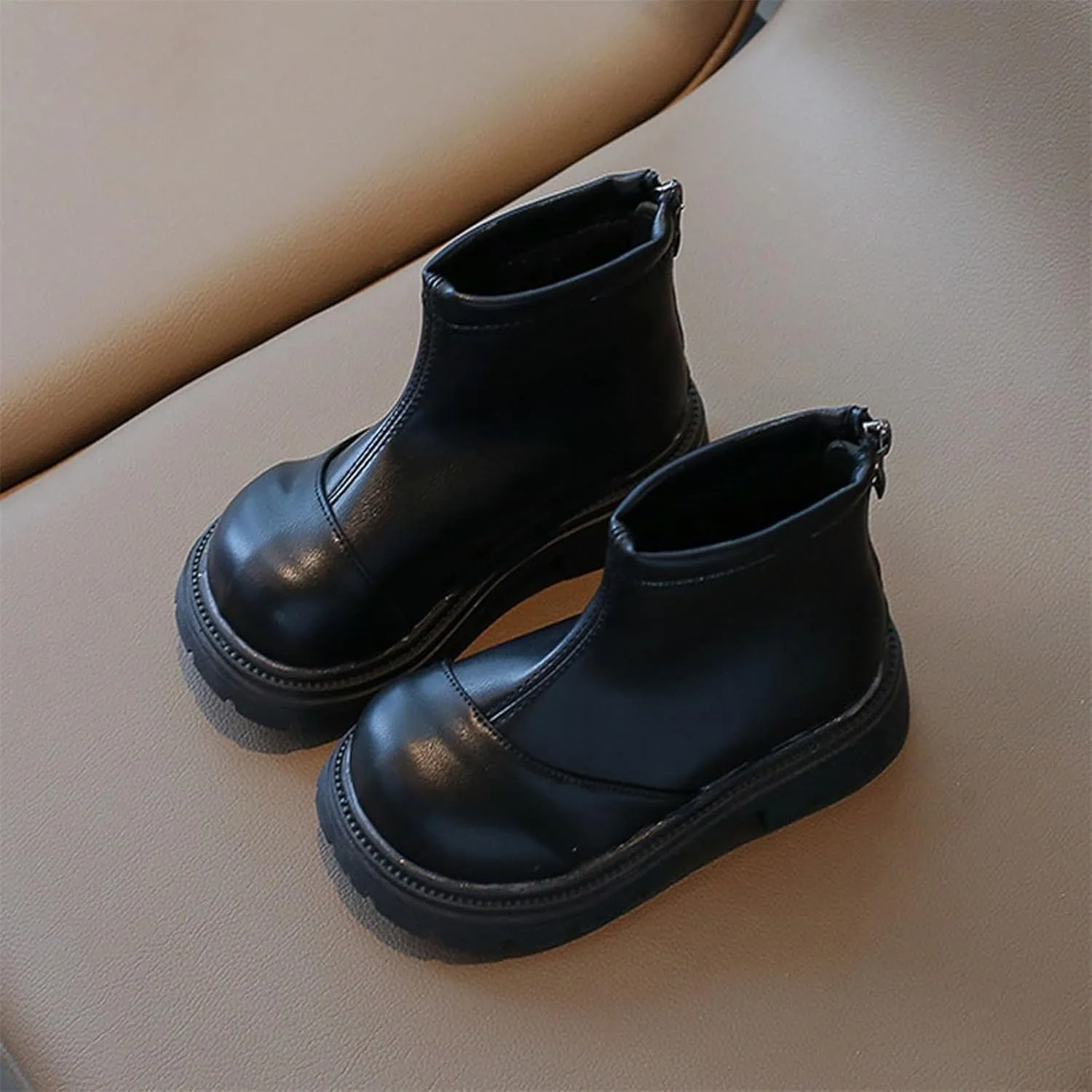 Baby Girls Side Zipper Ankle Boots Thick Sole Non Slip Plush Warm Boots Fuzzy Boots Water Proof Boots Toddler Shoes
