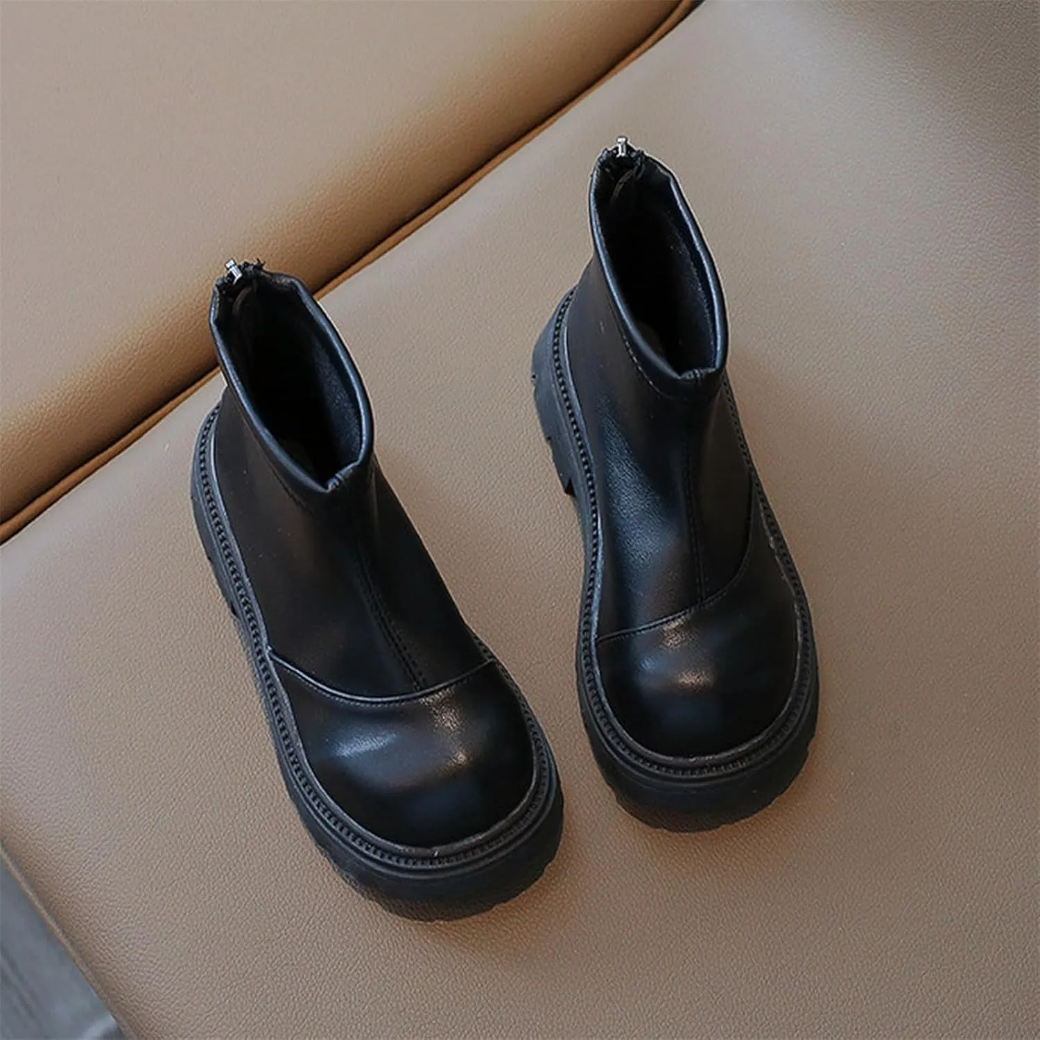 Baby Girls Side Zipper Ankle Boots Thick Sole Non Slip Plush Warm Boots Fuzzy Boots Water Proof Boots Toddler Shoes