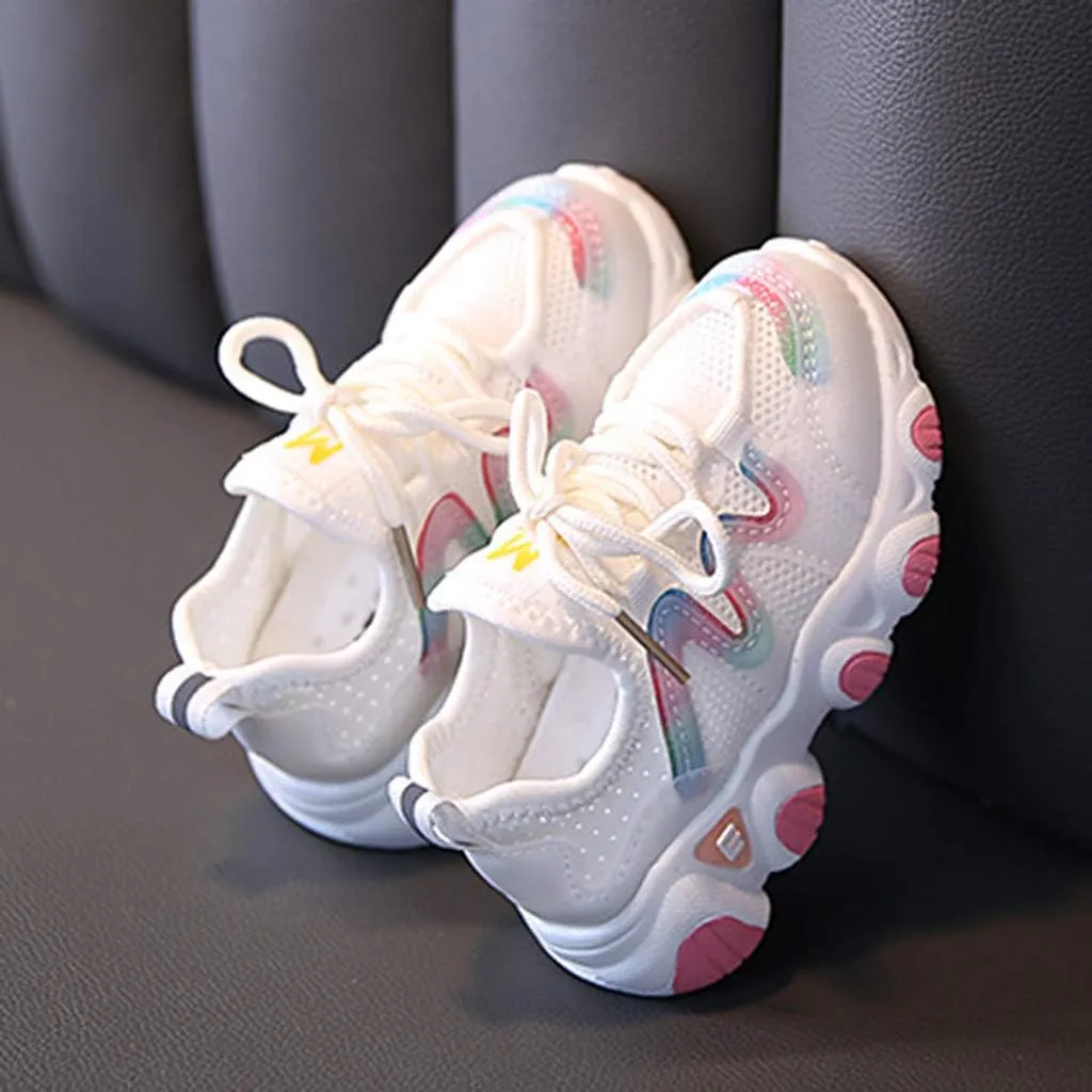 Baby Girls Walking Non-Slip Soft Sole Shoes 1-6Years Toddler Infant Kids Mesh Breathable Lace Up Soft Shoes Sneakers (White-4#, 12-15Months)