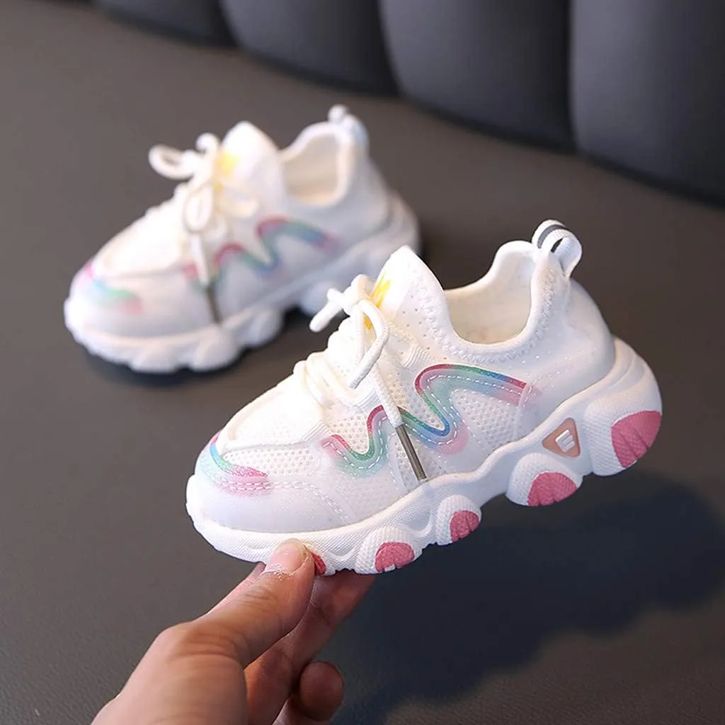 Baby Girls Walking Non-Slip Soft Sole Shoes 1-6Years Toddler Infant Kids Mesh Breathable Lace Up Soft Shoes Sneakers (White-4#, 12-15Months)