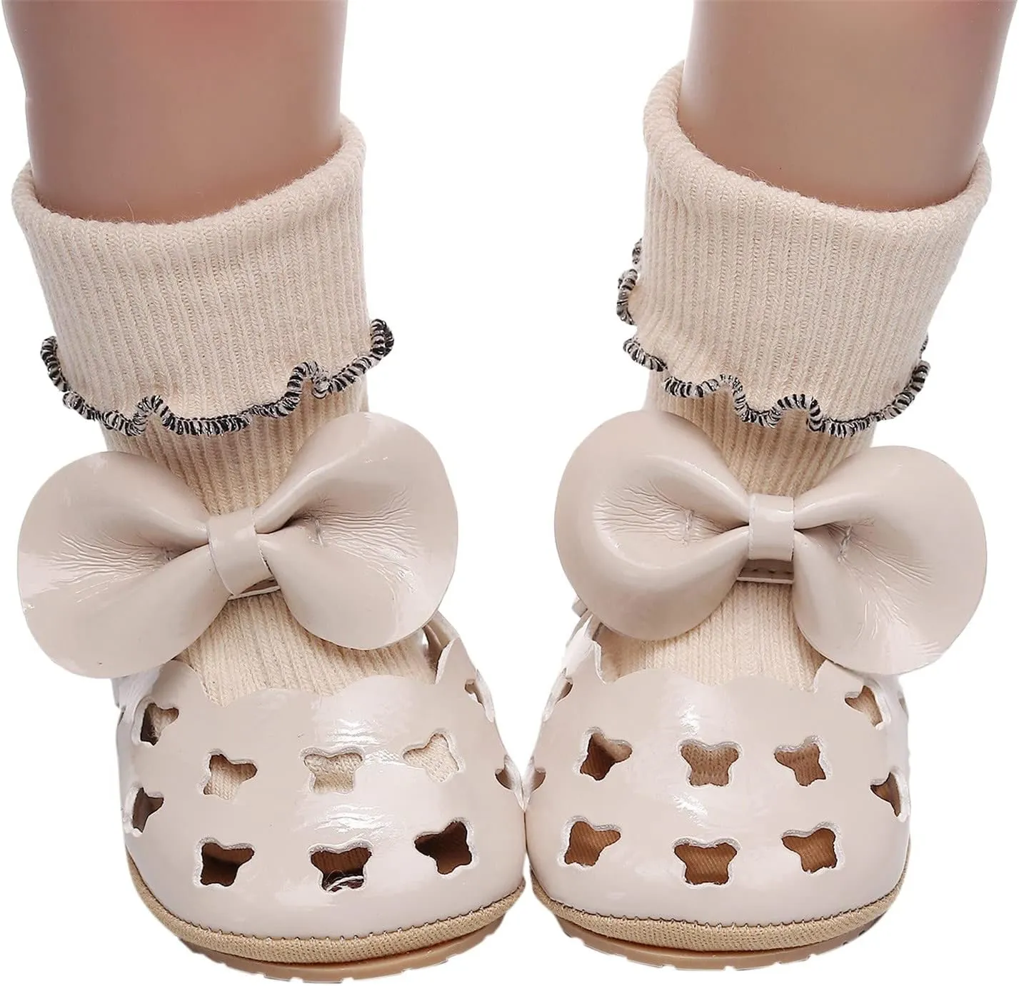Baby Hollow Sandals Toddler Infant Girls PU Leather Soft Closed Toe Sandals Flower Princess Bowknot Flat Shoes