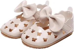Baby Hollow Sandals Toddler Infant Girls PU Leather Soft Closed Toe Sandals Flower Princess Bowknot Flat Shoes