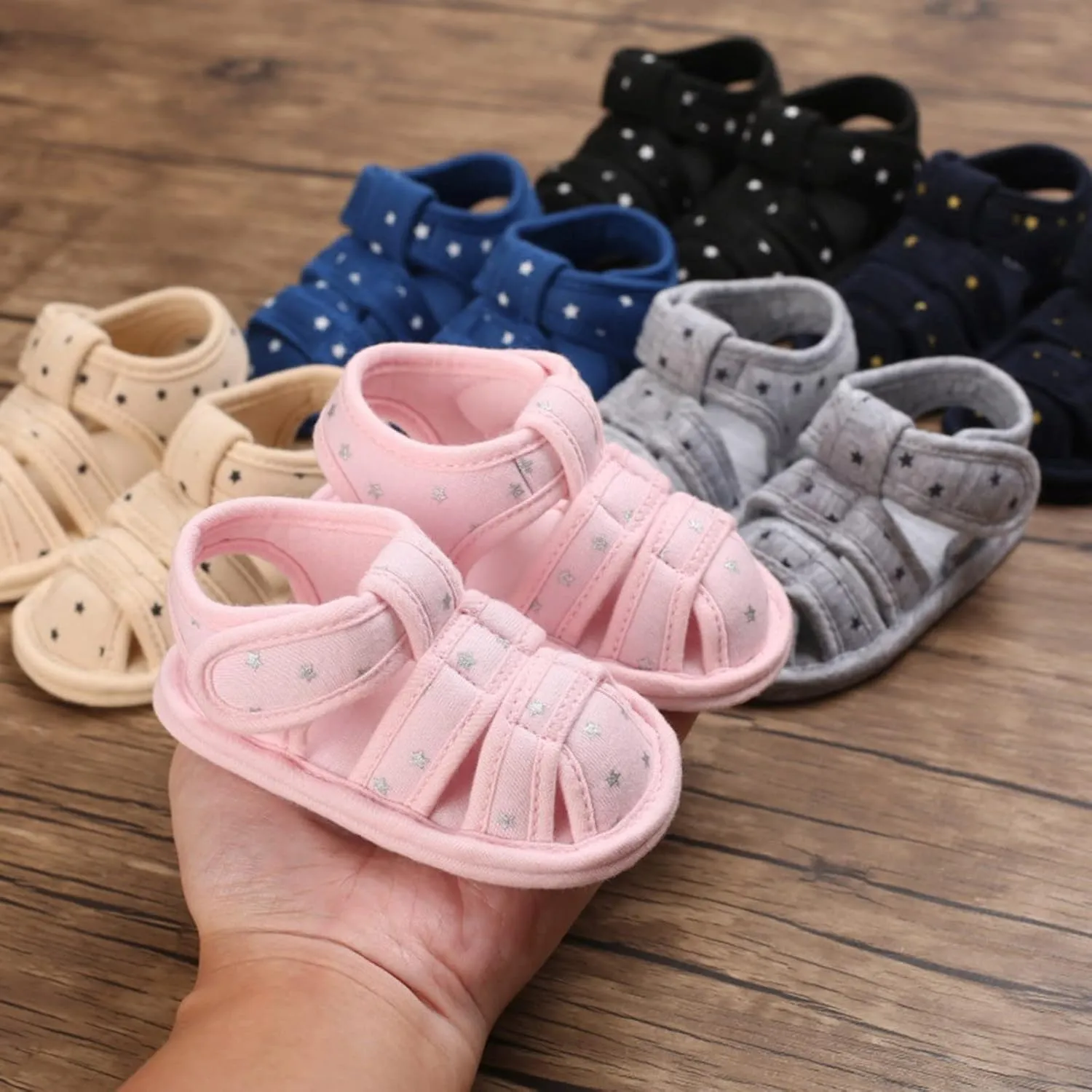 Baby Infant Boy Girl Closed Toe Sandals Newborn Non-Slip Soft Sole Sandals Summer Outdoor Casual First Walking Shoes