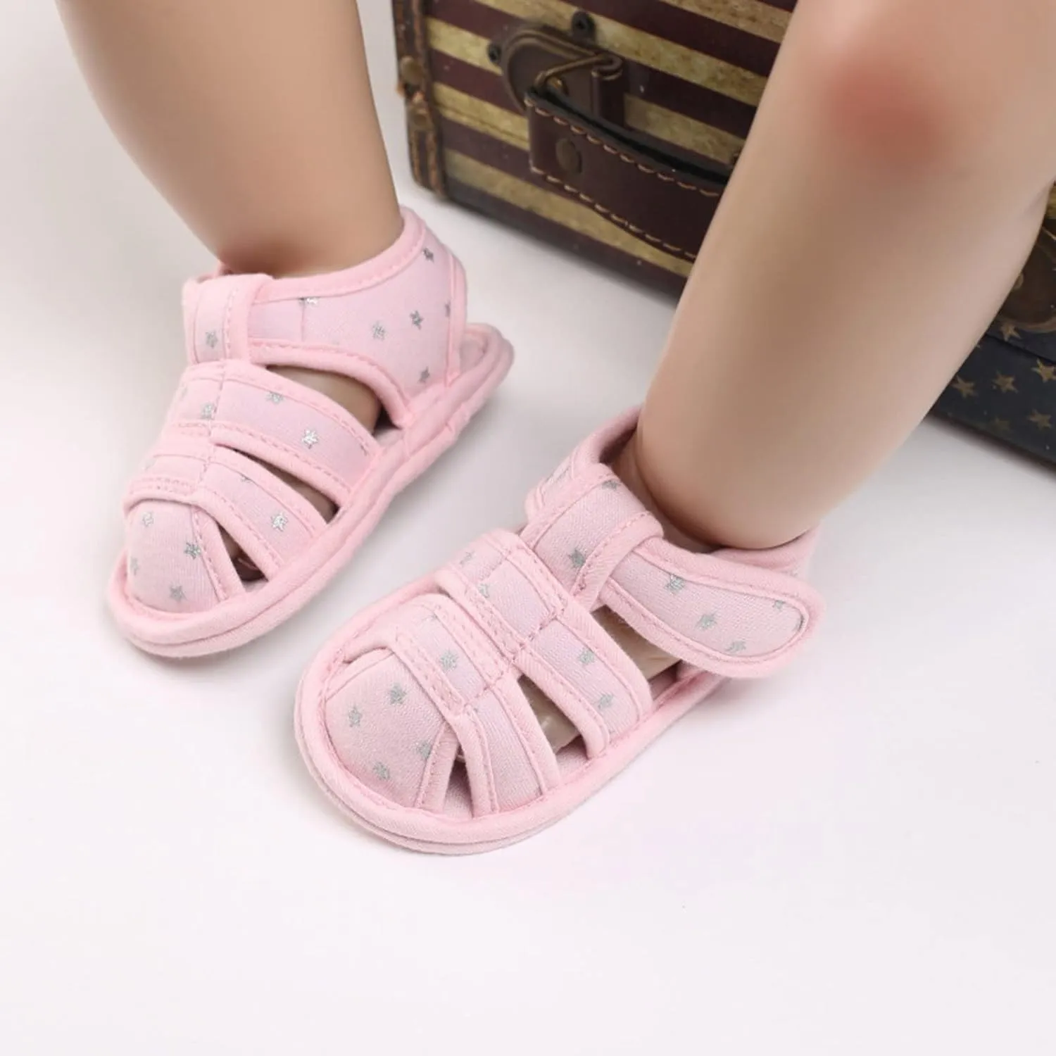 Baby Infant Boy Girl Closed Toe Sandals Newborn Non-Slip Soft Sole Sandals Summer Outdoor Casual First Walking Shoes
