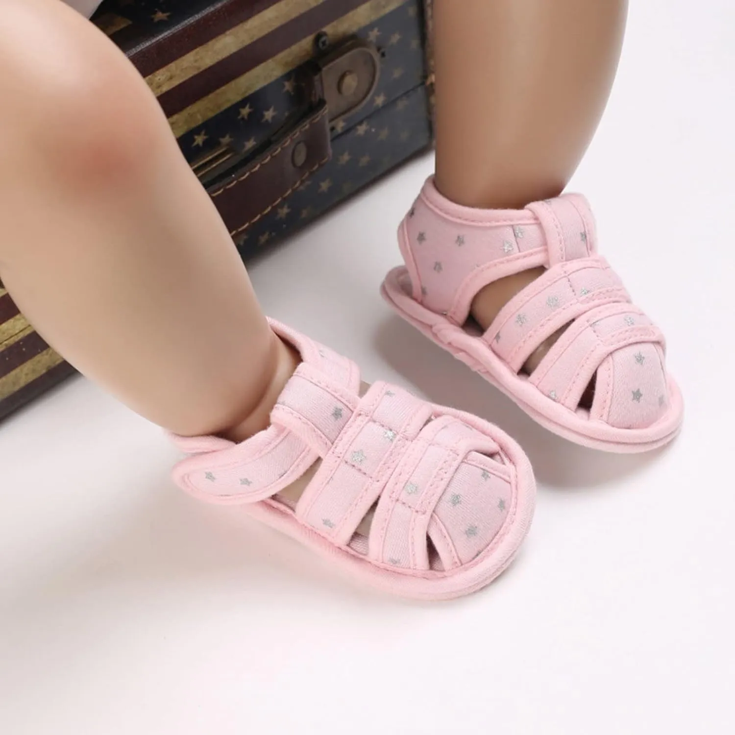 Baby Infant Boy Girl Closed Toe Sandals Newborn Non-Slip Soft Sole Sandals Summer Outdoor Casual First Walking Shoes