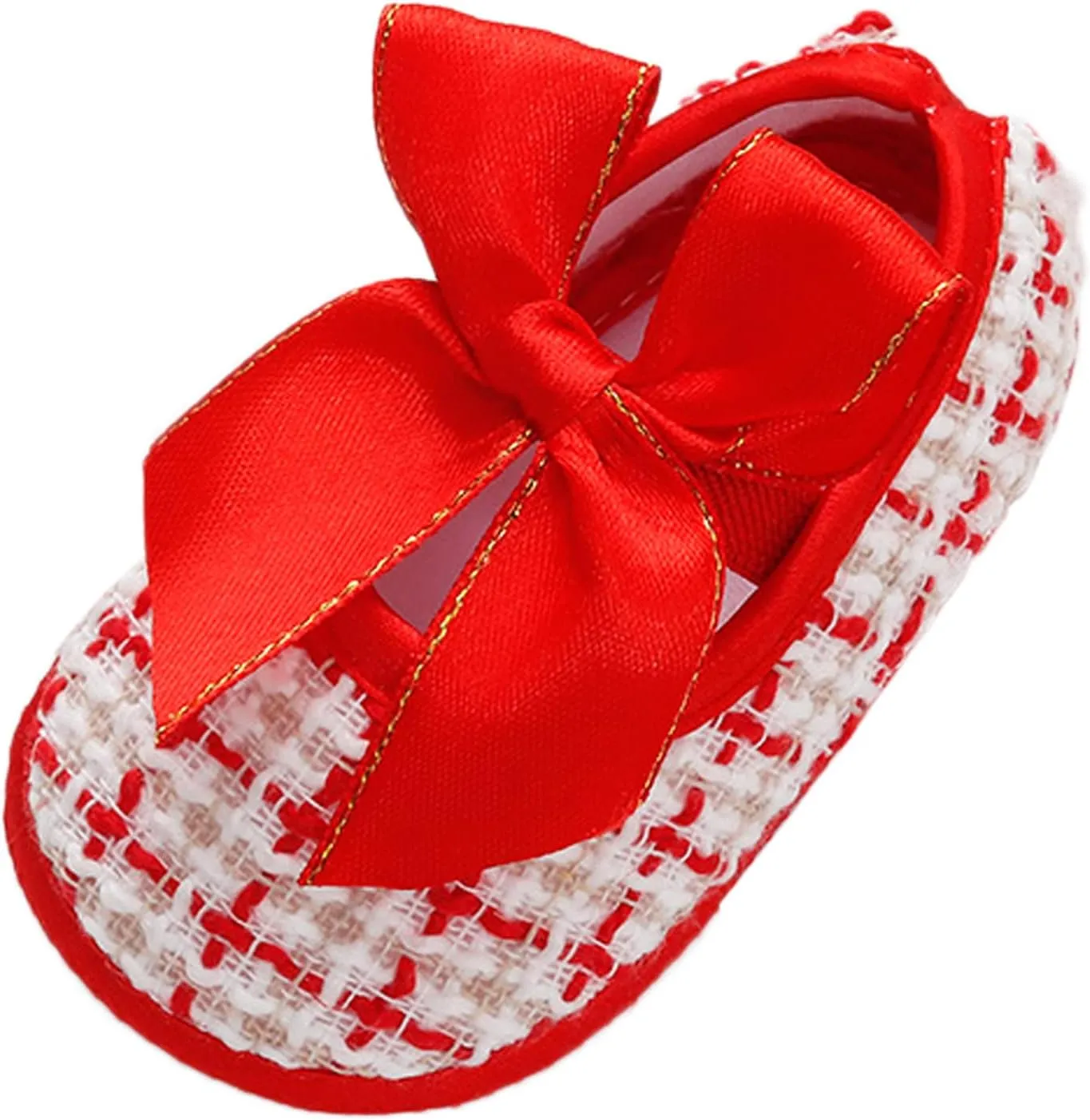Baby Infant Boy Girl Sandals Shoes First Walking Shoes Bow Non-Slip Soft Sole Flat Shoes Lightweight (Red, 12 Infant)