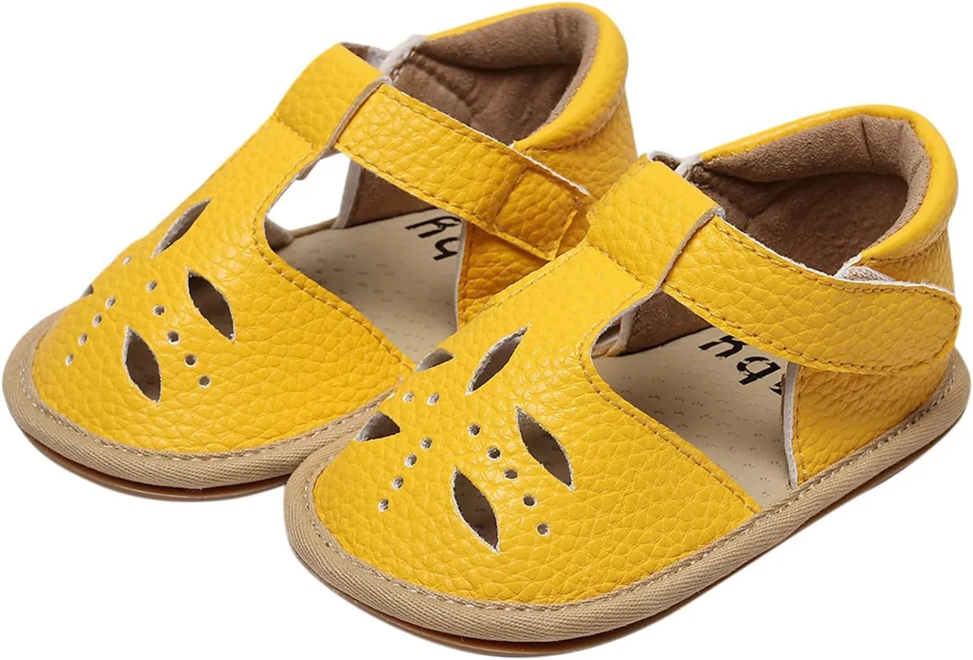 Baby Infant Boy Girl Sandals Shoes First Walking Shoes Soft Anti-Slip Rubber Sole Sneakers Fashion (Yellow, 7 Toddler)
