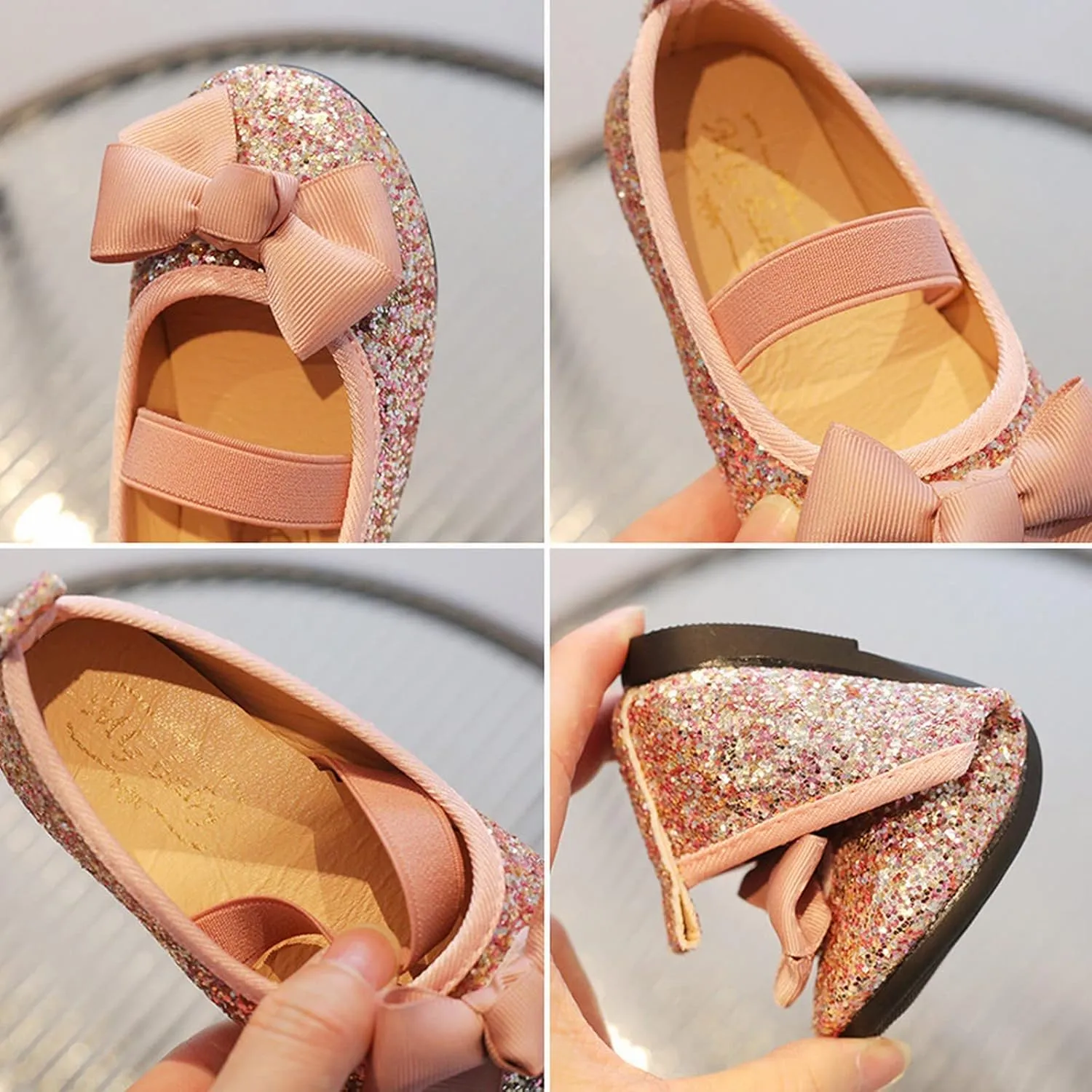 Baby Infant Boy Girl Sandals Shoes Sequins Bow Shoes Soft Anti-Slip Sole Flat Shoes Comfortable (Silver, 6.5 Infant)