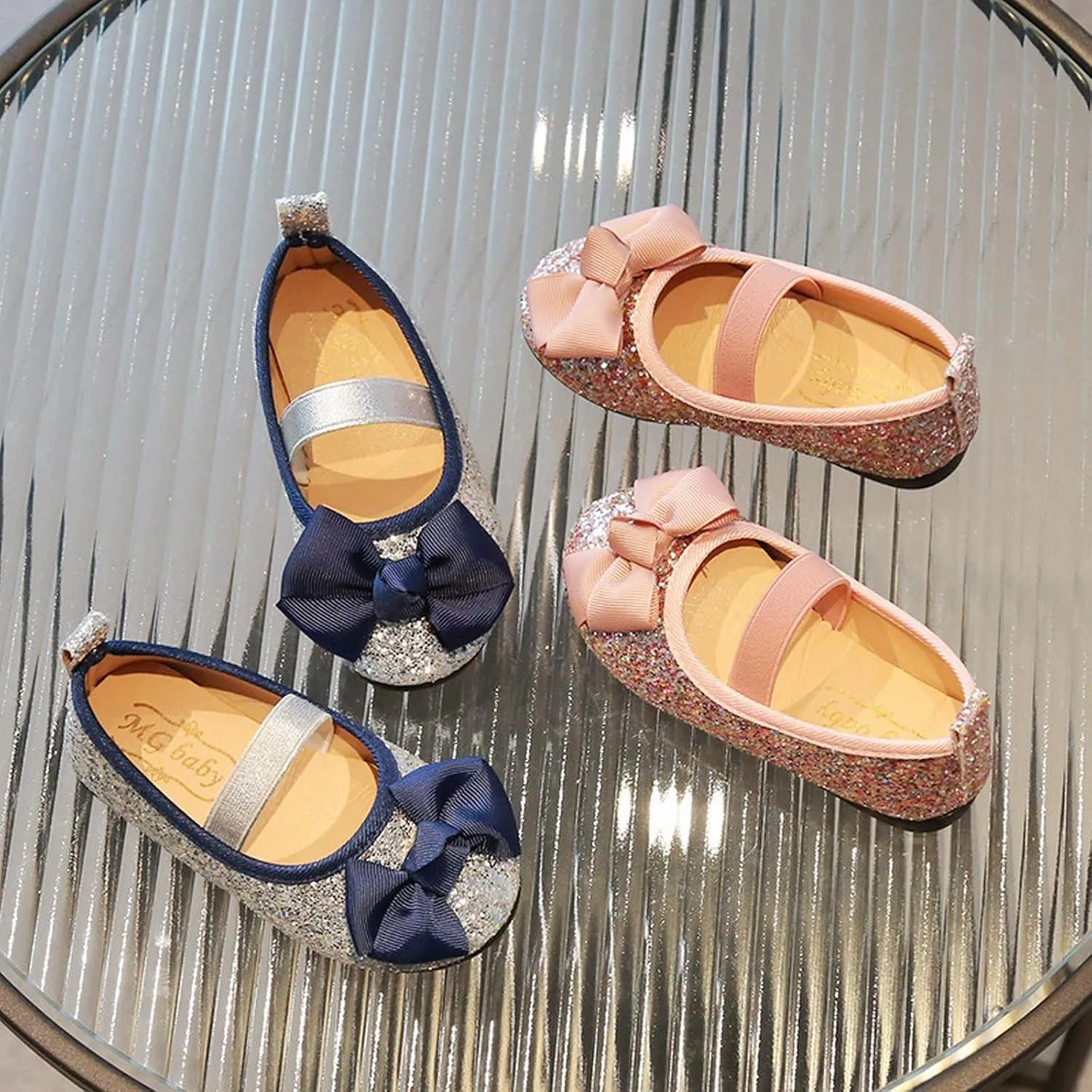 Baby Infant Boy Girl Sandals Shoes Sequins Bow Shoes Soft Anti-Slip Sole Flat Shoes Comfortable (Silver, 6.5 Infant)