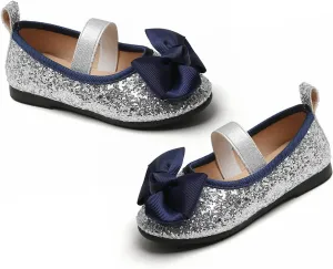 Baby Infant Boy Girl Sandals Shoes Sequins Bow Shoes Soft Anti-Slip Sole Flat Shoes Comfortable (Silver, 6.5 Infant)