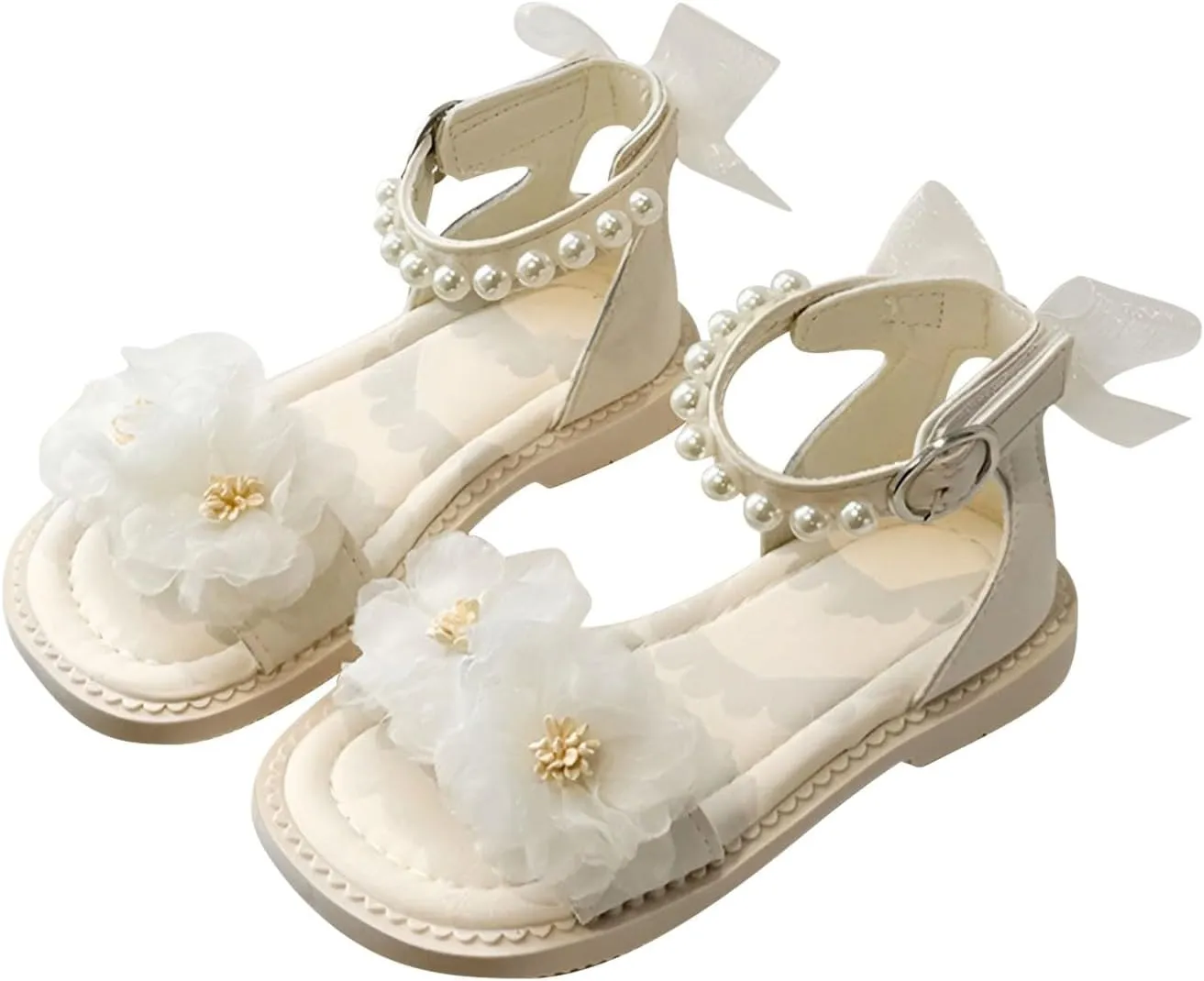 Baby Princess Dress Girls Flower Sandals Summer For Children Wearing Beach Shoes Pearl Soft Sole Casual Dress Shoe