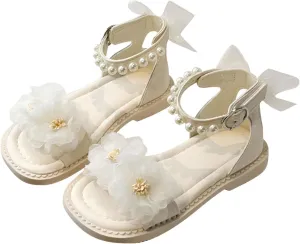 Baby Princess Dress Girls Flower Sandals Summer For Children Wearing Beach Shoes Pearl Soft Sole Casual Dress Shoe