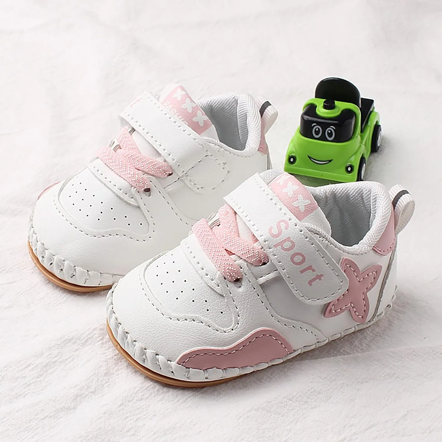 Baby PU Leather Hard Bottom Walking Sneakers Toddler Rubber Sole First Walers Infant Sport Slippers Crib Shoes