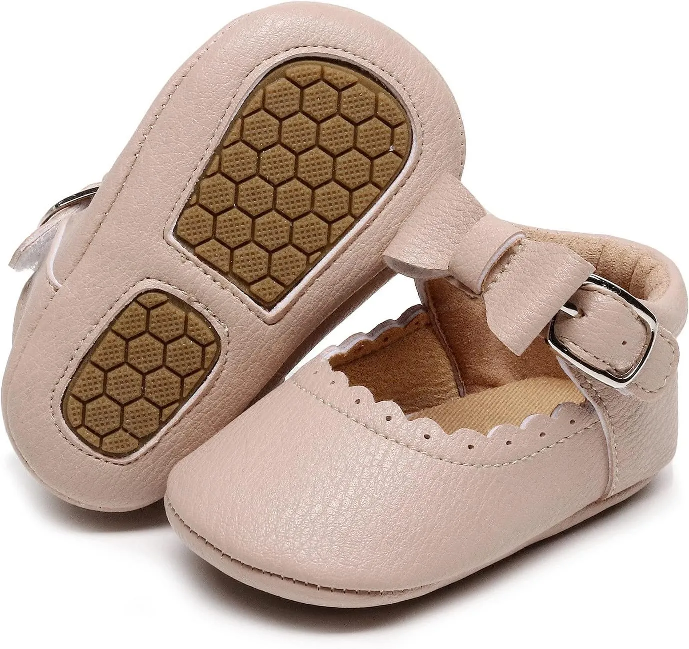 Baby Shoes Boys Girls Infant Sneakers Infant Girls Single Shoes Bowknot First Walkers Shoes Buckle Non-SIip