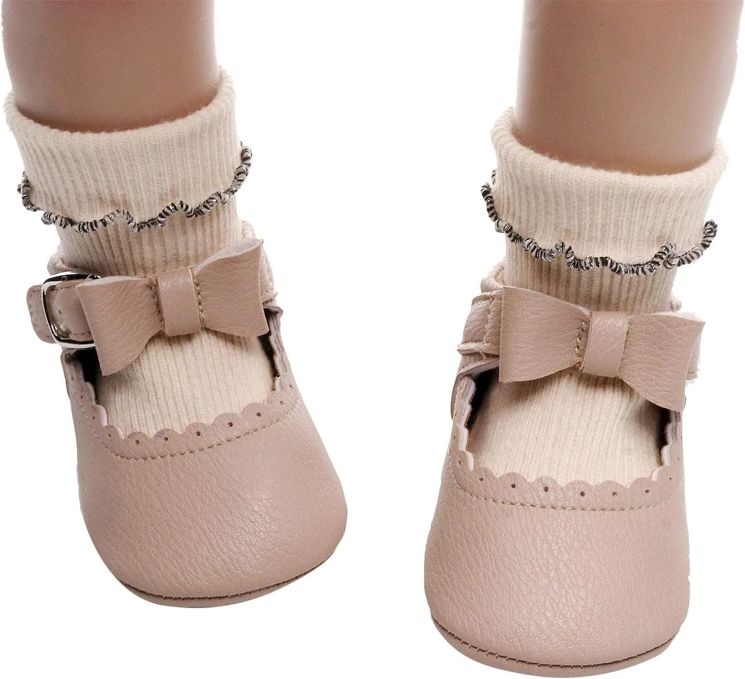 Baby Shoes Boys Girls Infant Sneakers Infant Girls Single Shoes Bowknot First Walkers Shoes Buckle Non-SIip