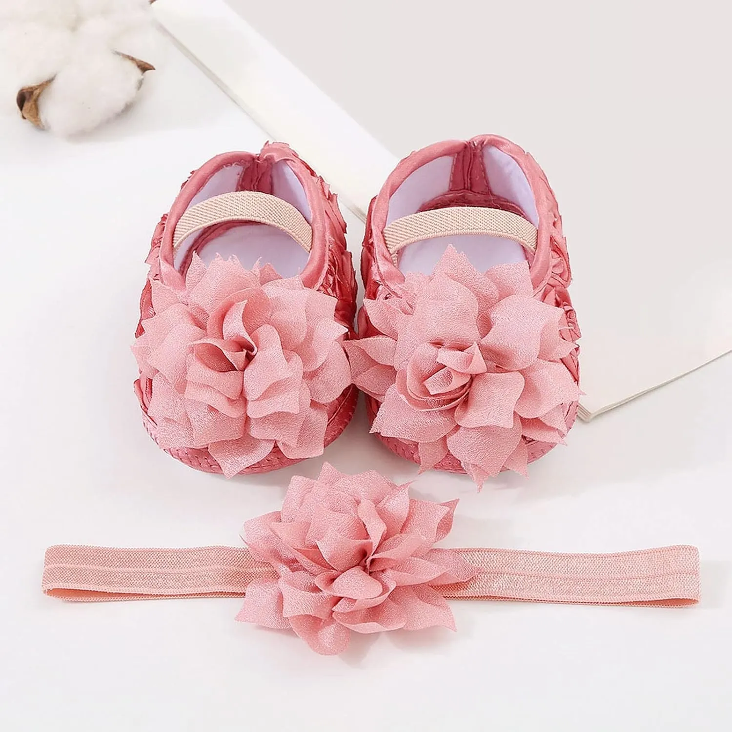 Baby Shoes Hairband Set 01 Year Old Baby Shoes 246 August Newborn Soft Sole Walking Shoes Toddler Boys Slip On