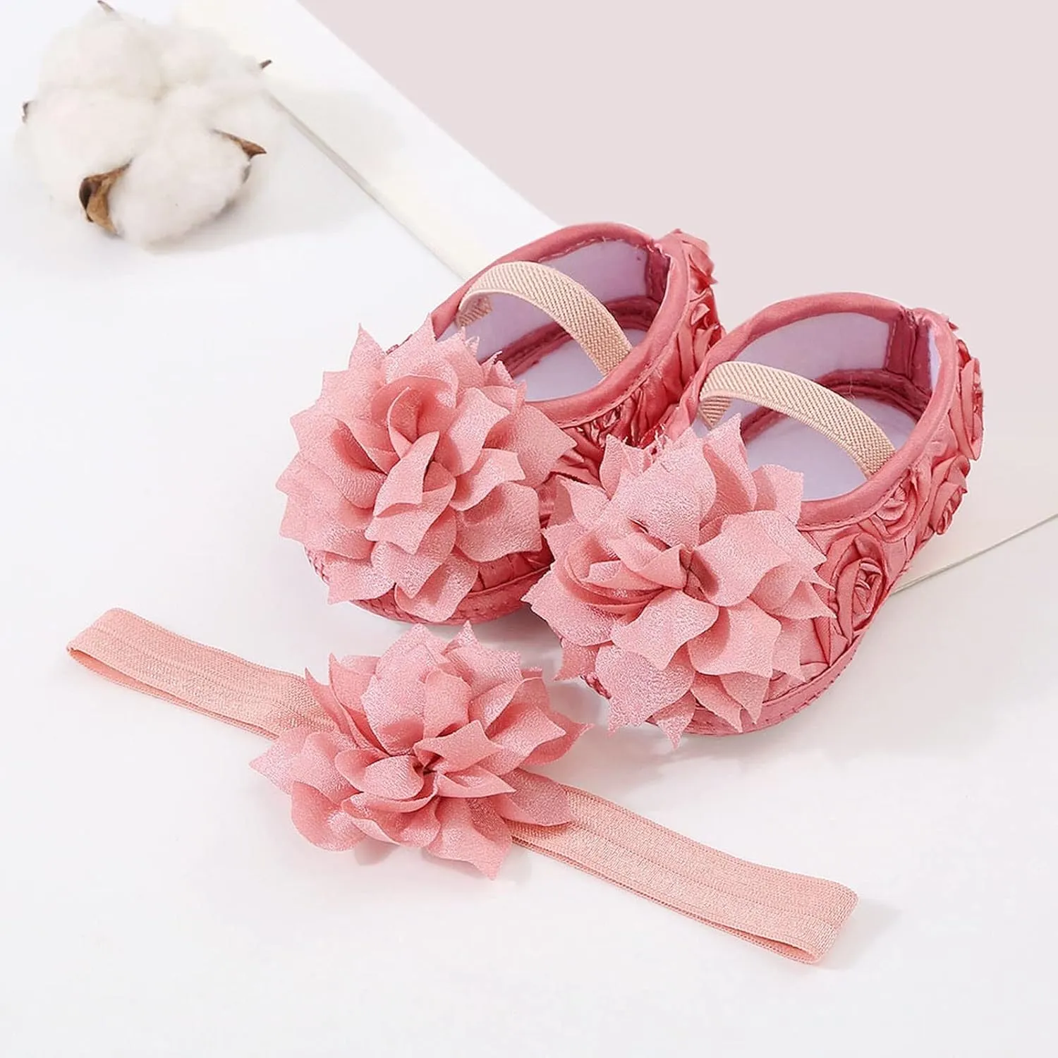 Baby Shoes Hairband Set 01 Year Old Baby Shoes 246 August Newborn Soft Sole Walking Shoes Toddler Boys Slip On
