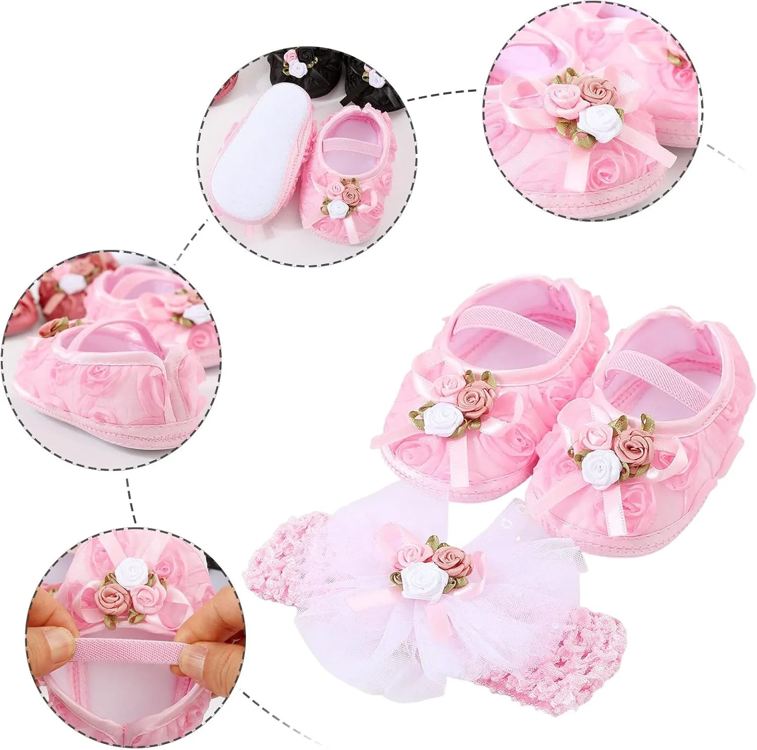 Baby Shoes Plus Headband Set Cute Baby Princess Shoes with Dress Shoes Toddler Shoes Shoes for Kids Girls