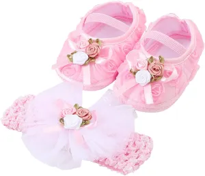 Baby Shoes Plus Headband Set Cute Baby Princess Shoes with Dress Shoes Toddler Shoes Shoes for Kids Girls