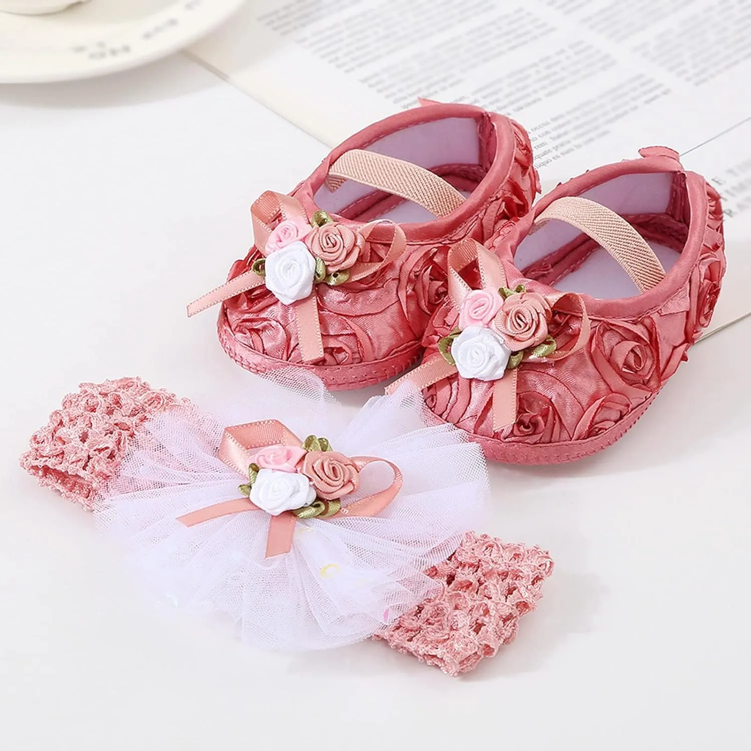 Baby Shoes Plus Headband Set Cute Baby Princess Shoes with Dress Shoes Toddler Shoes Shoes for Kids Girls