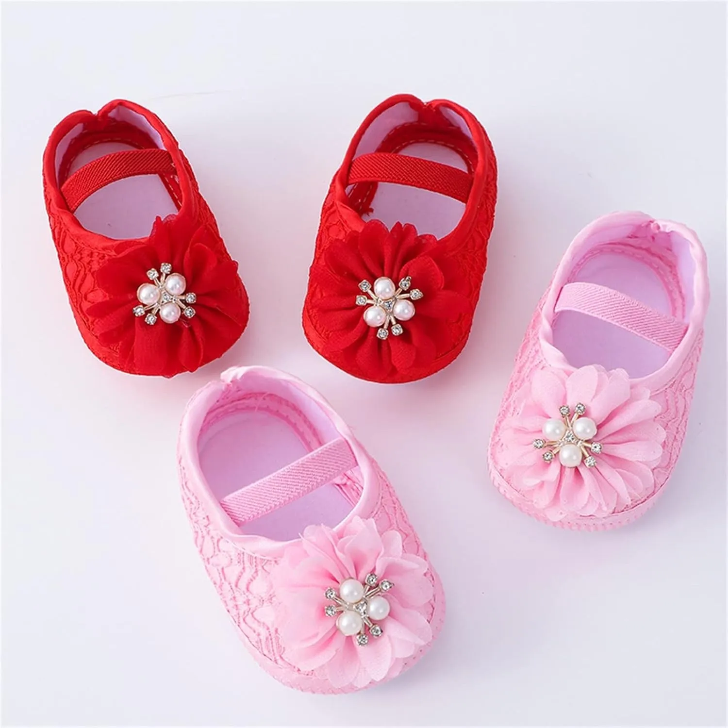 Baby Shoes with Hair Band Fashion Soft Soled Toddler Shoes Versatile Dress Flower Princess Shoes Little Girls Shoes