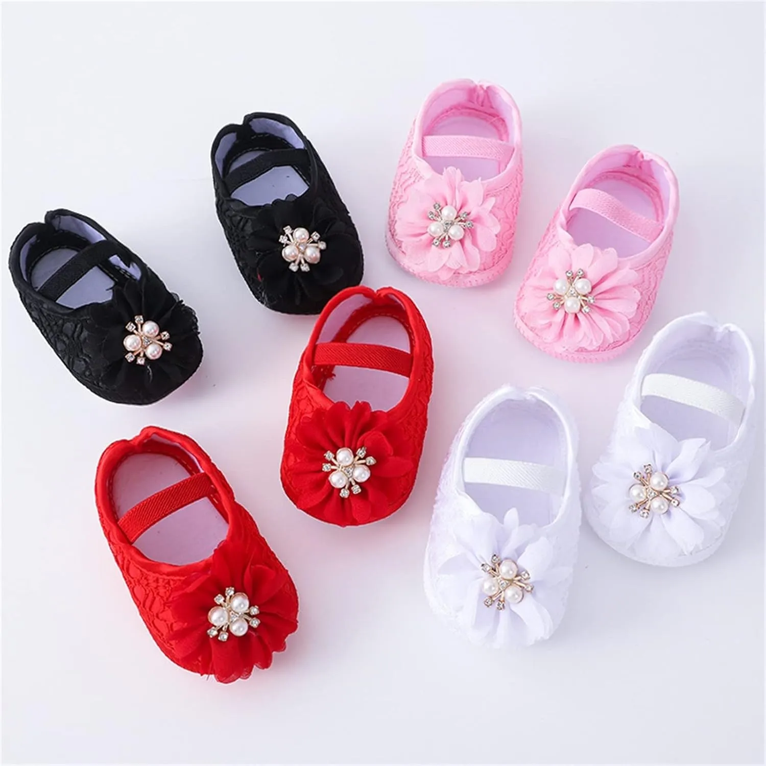 Baby Shoes with Hair Band Fashion Soft Soled Toddler Shoes Versatile Dress Flower Princess Shoes Little Girls Shoes