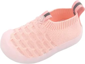 Baby Single Shoes Girls Leisure Shoes Mesh Shoes Breathable Soft Sole Sport Shoes Socks Outdoor Shoes (Pink, 19)