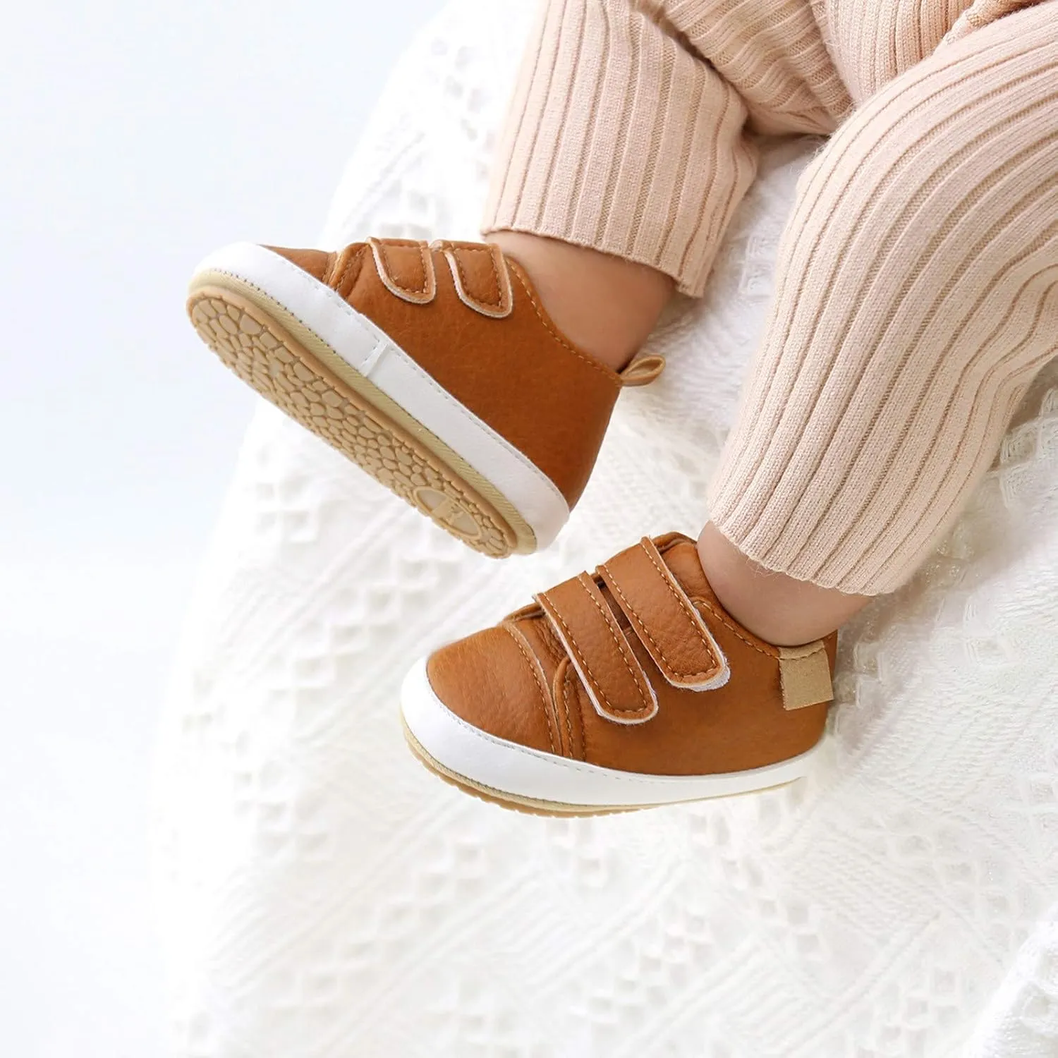 Baby Sneakers Girls Boys Girls Sneaker Shoes Soft -Slip Baby Leather Infant Walkers Rubber Boys Sole Slip On