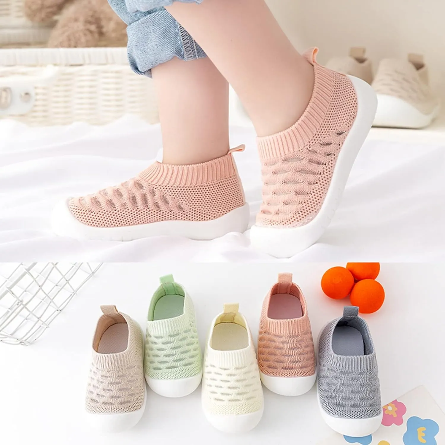 Baby Sneakers Girls Boys Lightweight Mesh Socks Shoes First Walking Shoes Toddler Soft Sole Non Slip Shoes
