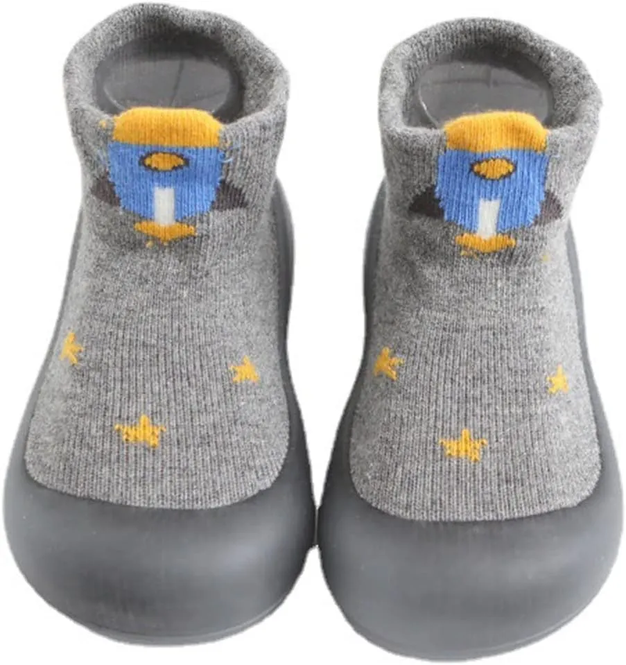 Baby Sock Shoes Boys Girls First Walking Shoes Non Slip Cartoon Soft Rubber Sole Floor Slipper Infant Toddler Sneakers