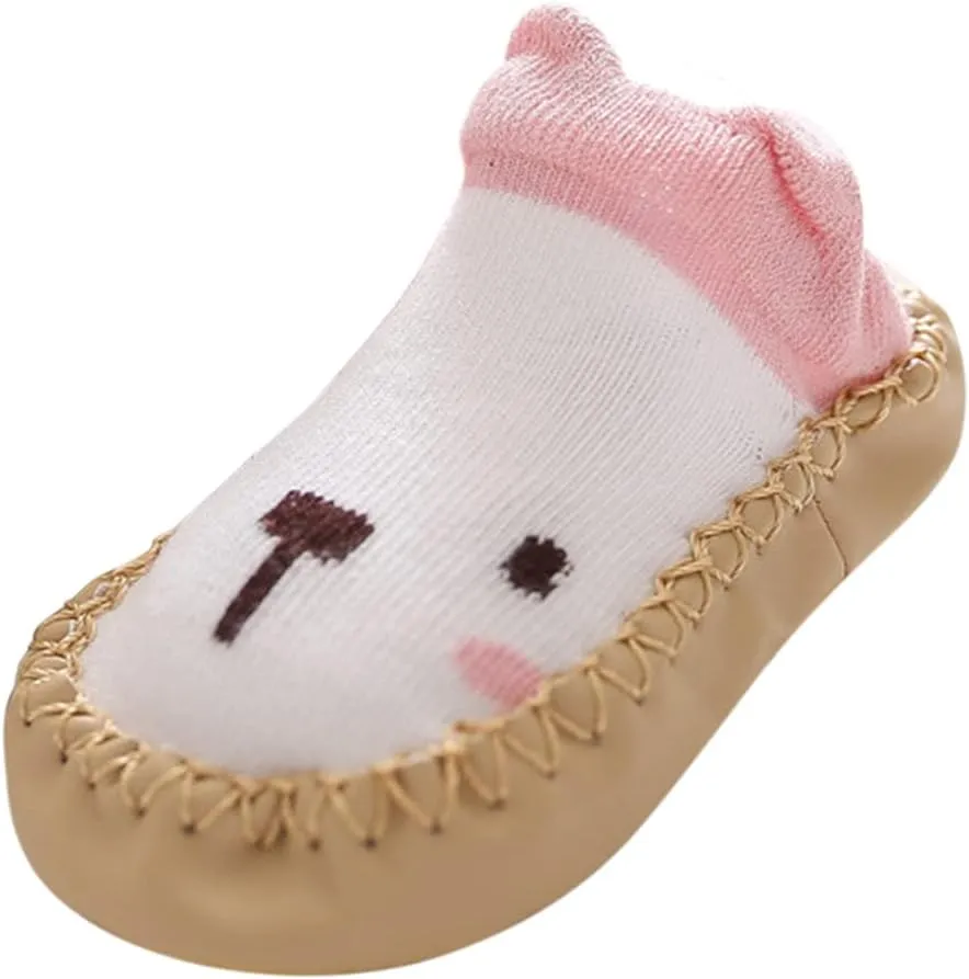 Baby Sock Shoes,Boys Girls Cartoon Shoes First Walking Shoes Non-Slip Socks Kids Floor Shoes White Shoes B