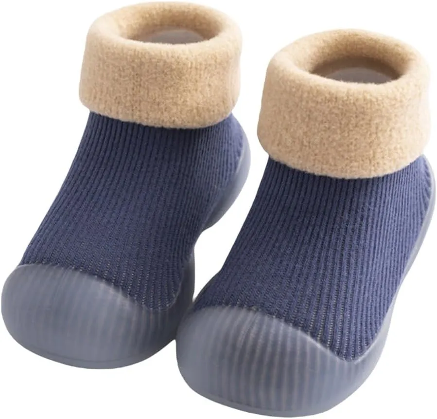 Baby Socks Shoes First Walking Shoes Non Slip Soft Rubber Sole Sneakers Toddler Infant Solid Knitted Shoes