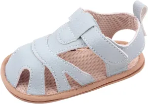 Baby Toddler Sandals Infant Girls Boys Shoes First Walking Shoes Hook & Loop Flat Shoes Summer (Light Blue, 5 Infant)