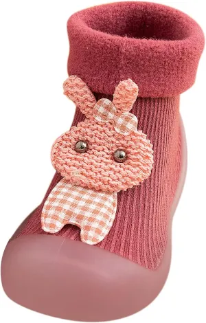 Baby Toddler Sock Shoes Kids Soft Rubber Sole Shoes Breathable Cotton First Walking Shoes Anti-Slip Floor Slippers